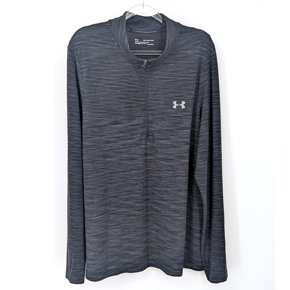 Under Armour‎ Mens 2XL Threadborne HeatGear Fitted 1/4 Zip Long Sleeve T Shirt
